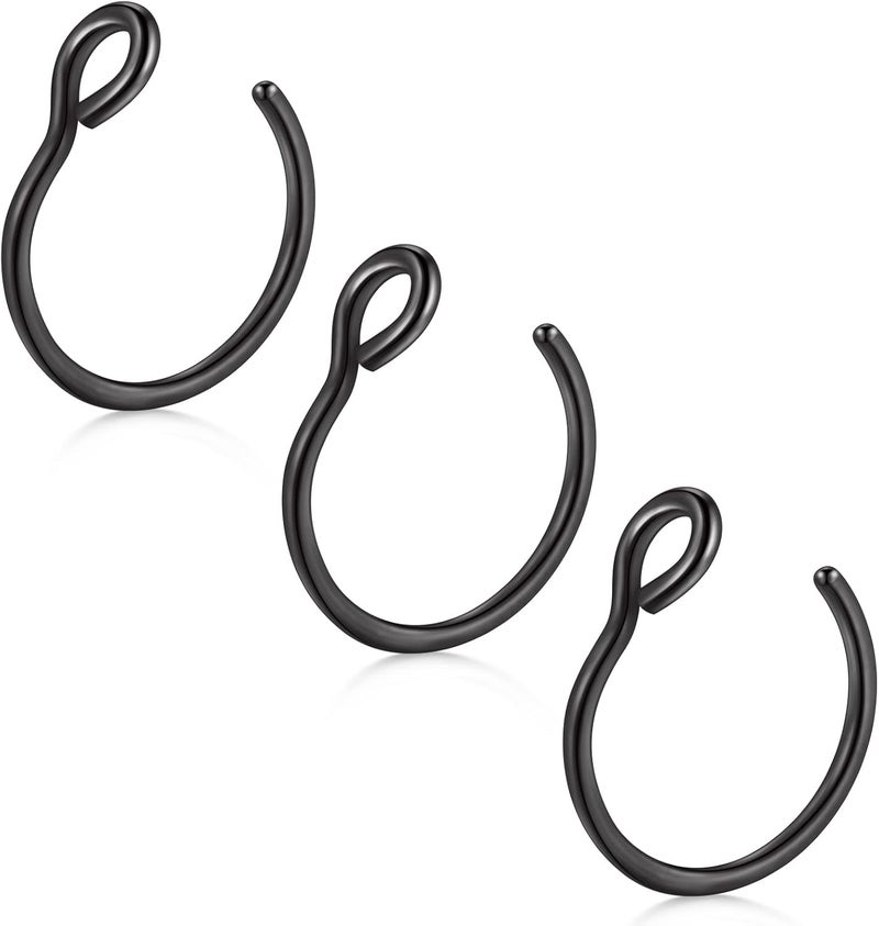 D.Bella Fake Septum Hoop 20G Faux Nose Piercing Hoop Clip on Nose Rings Non Piercing Fake Septum Lip Ear Ring Faux Body Piercing Jewelry for Women Men - Image 1